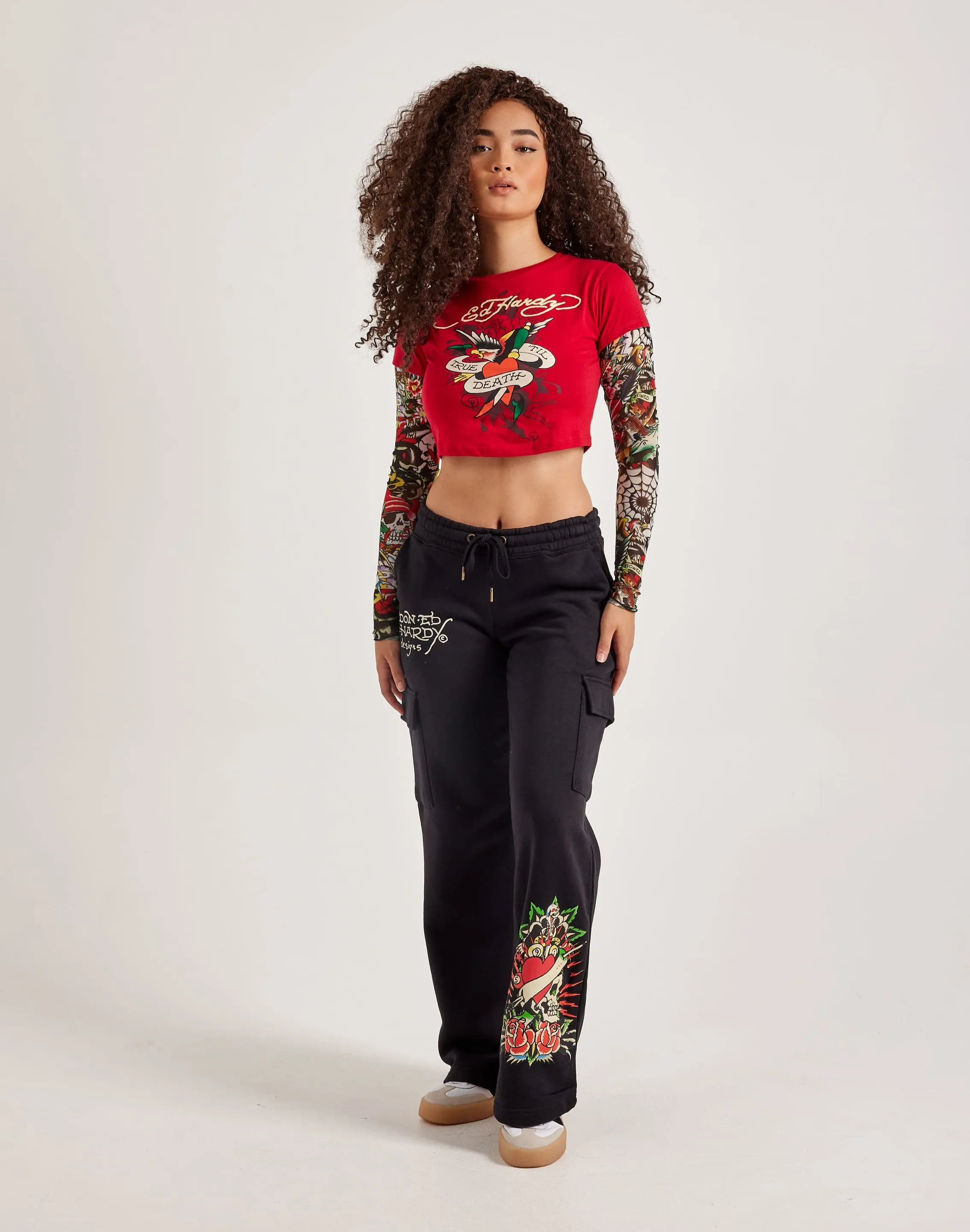 Ed Hardy Mesh True Eagle Tattoo Long-Sleeve Top