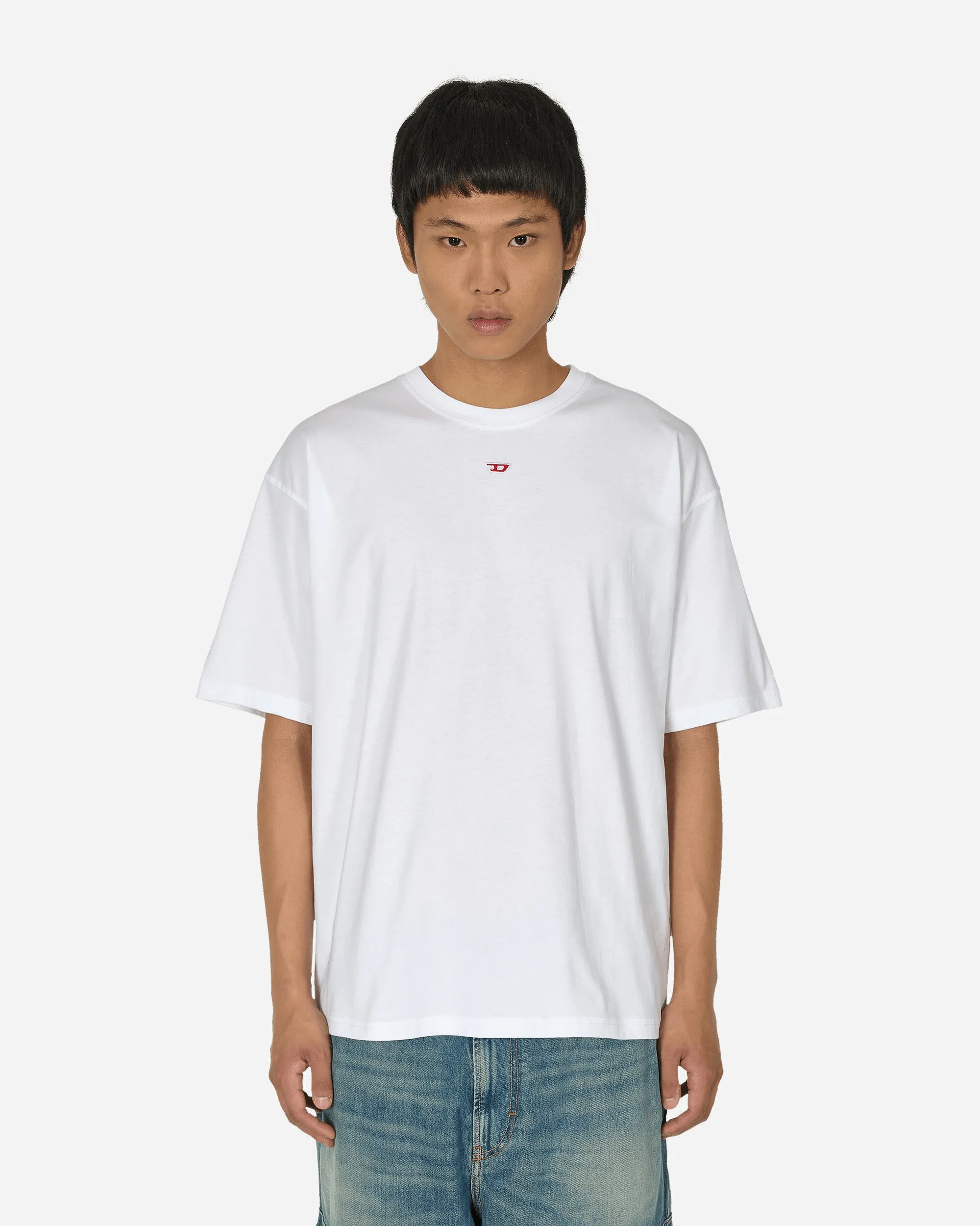 Embroidered D Patch T-Shirt White