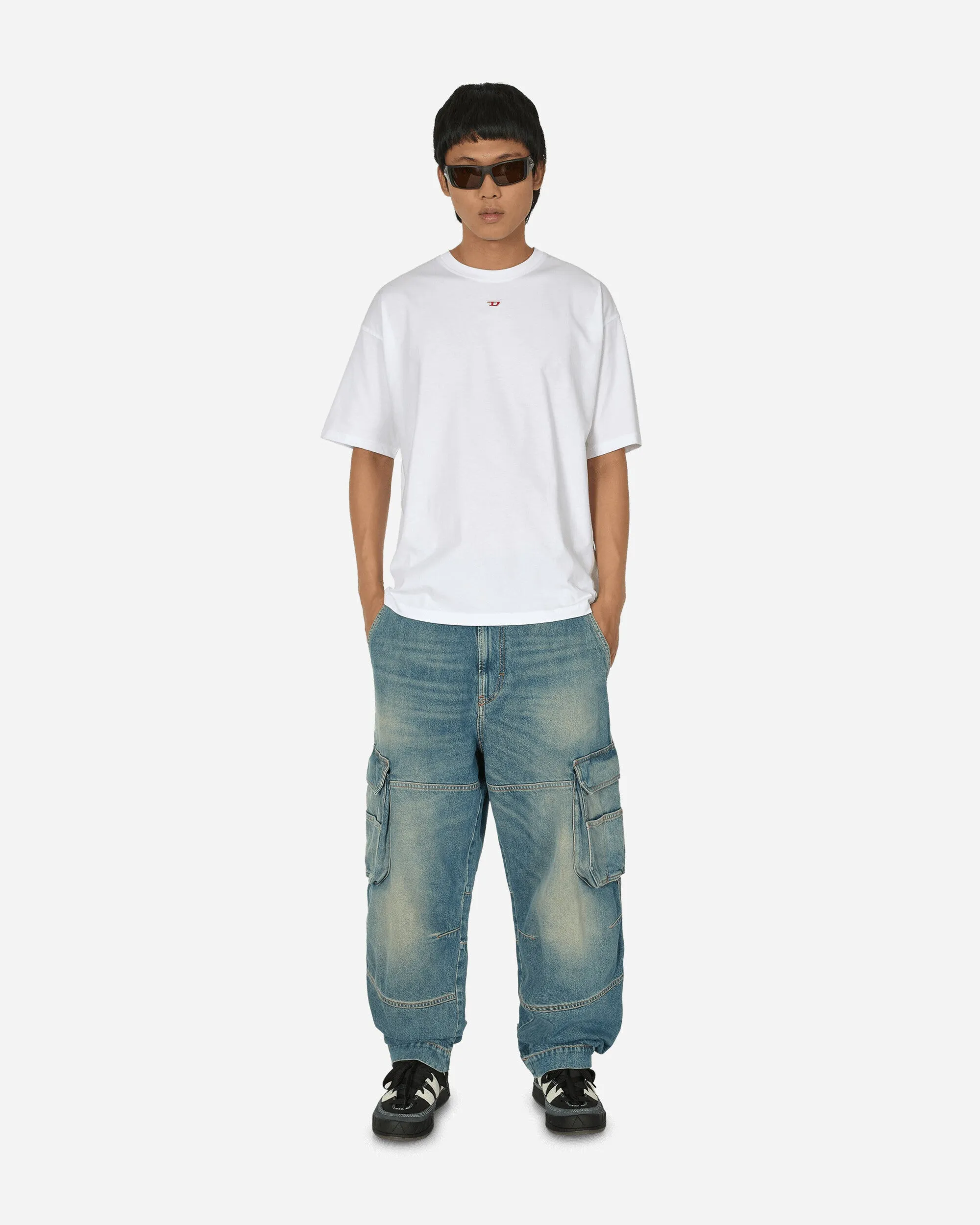 Embroidered D Patch T-Shirt White