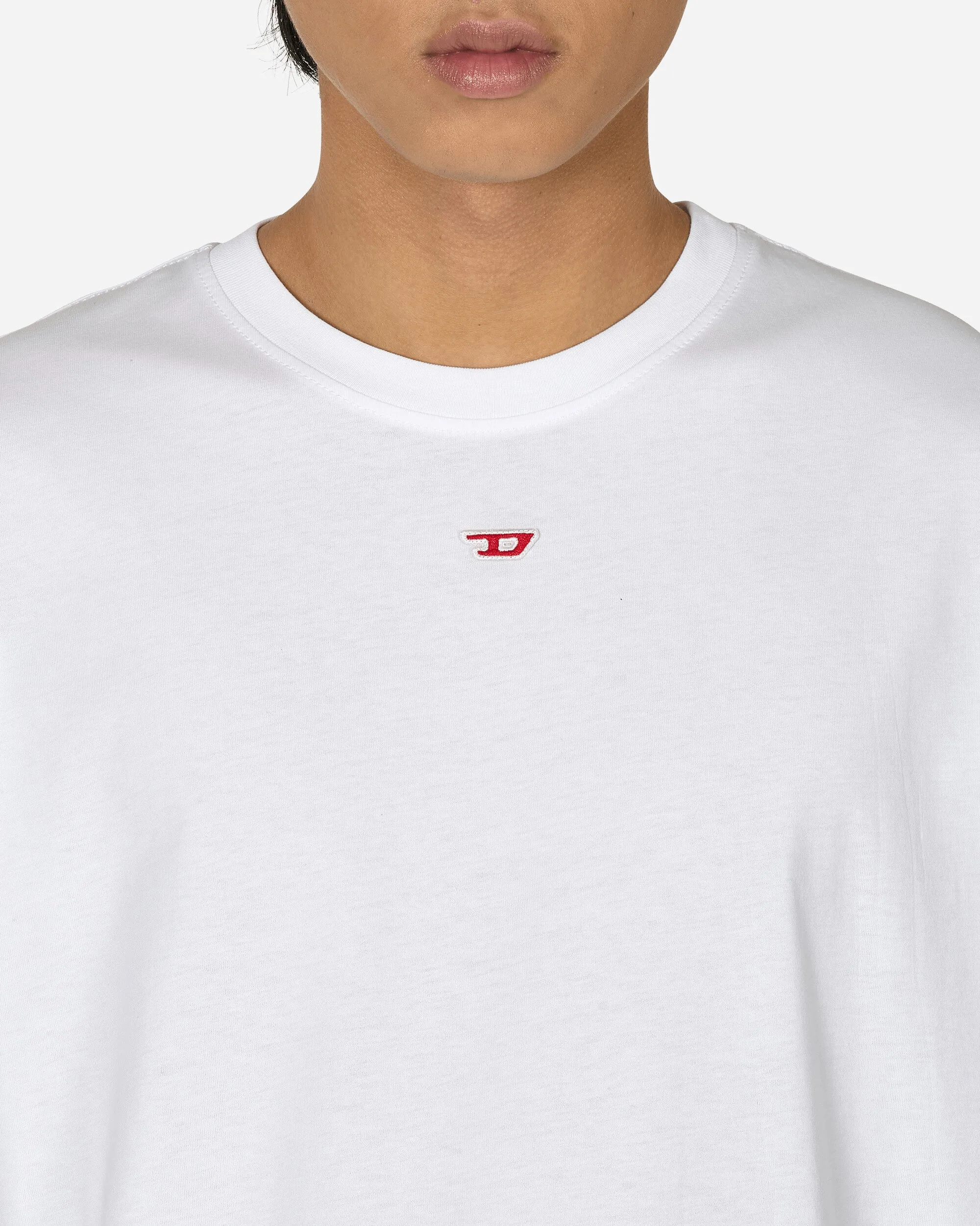 Embroidered D Patch T-Shirt White