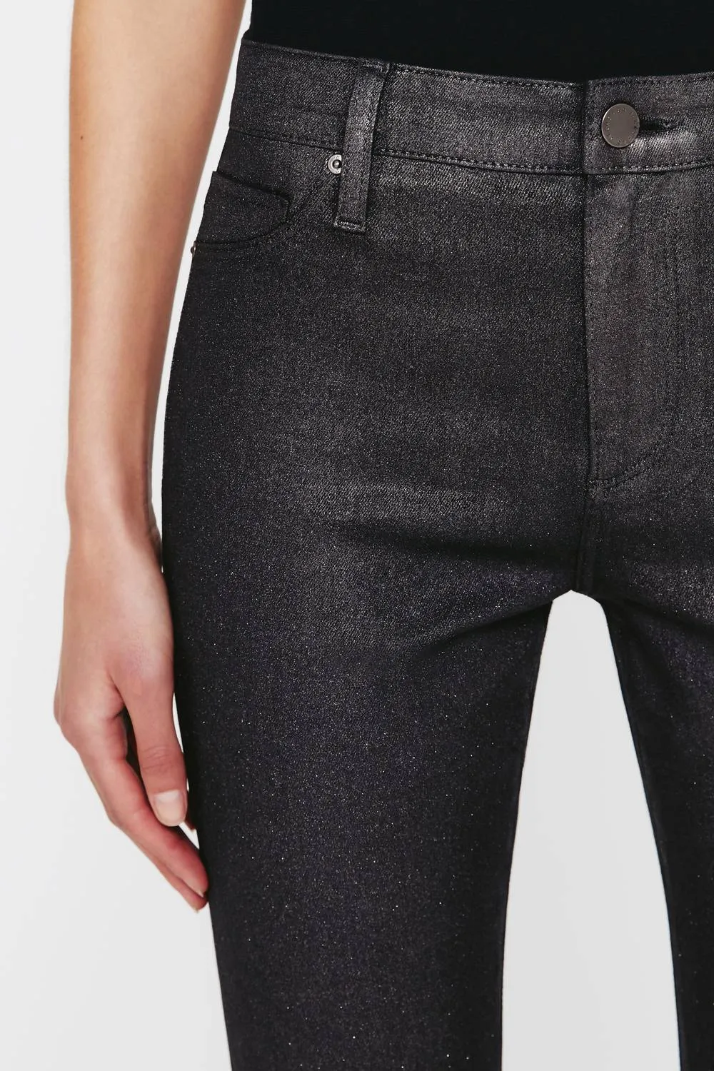 Farrah Coated Skinny Ankle Jean In Luminous Grey