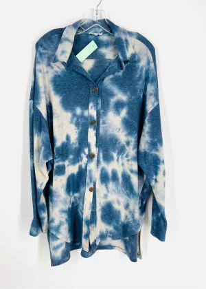 First Love Size L Blue/White Tie Dye Tops Blouse