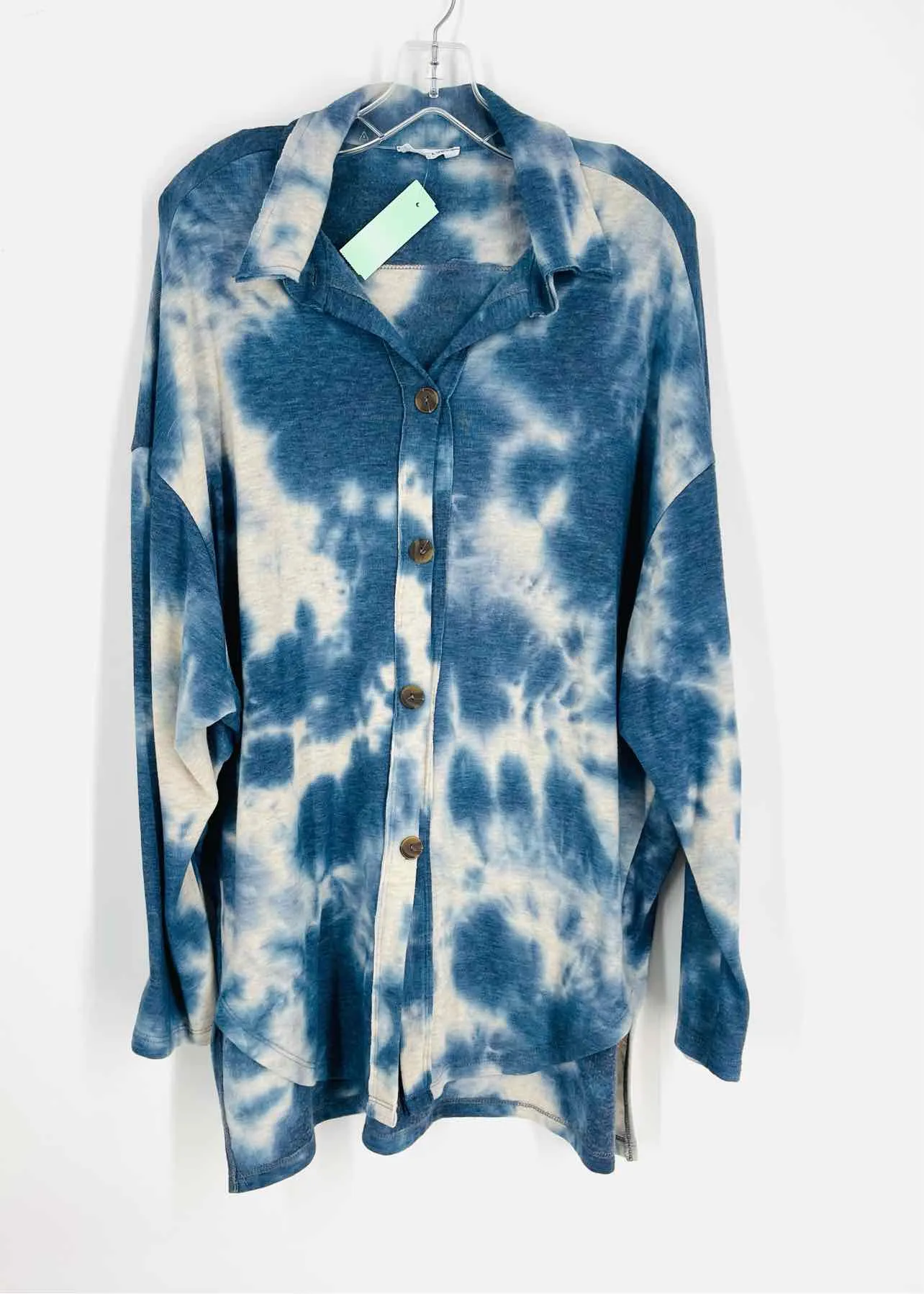 First Love Size L Blue/White Tie Dye Tops Blouse