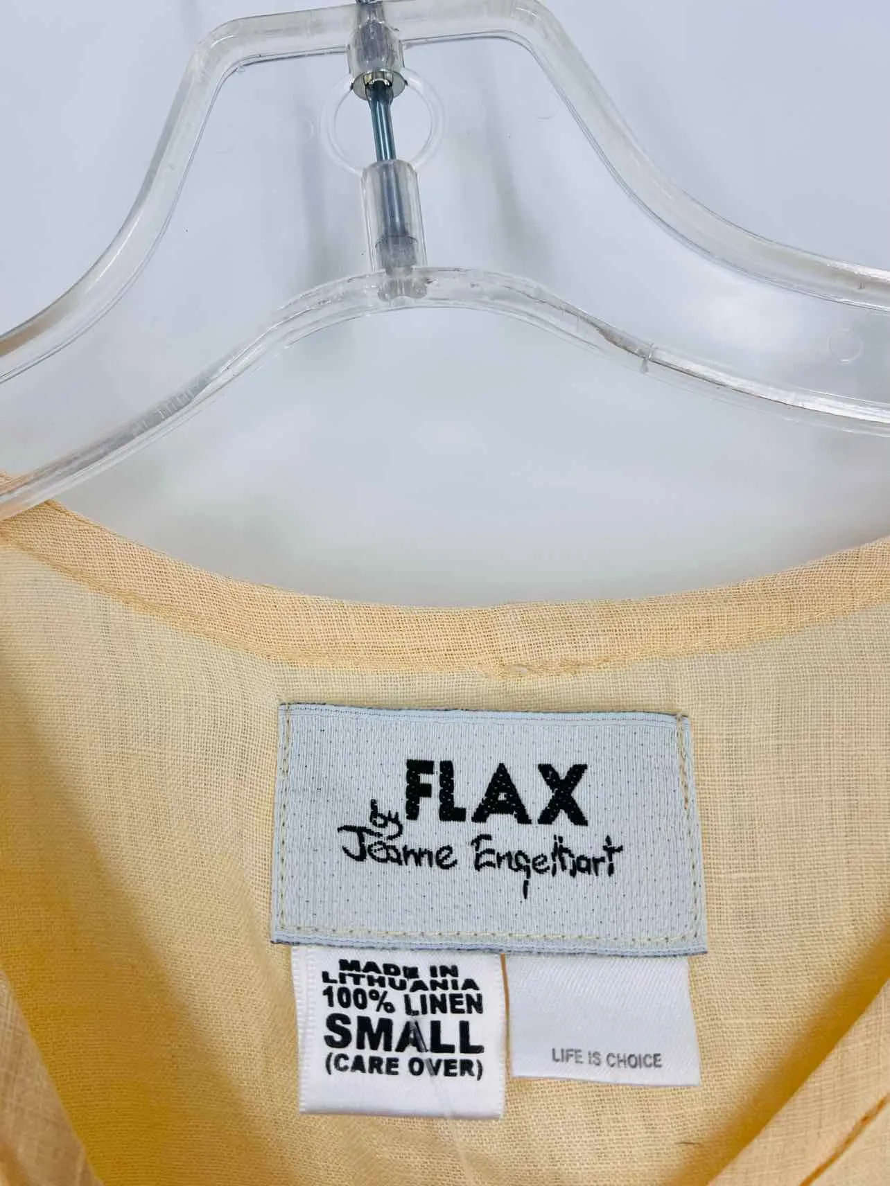 Flax Size S Peach Solid Linen Tops Top-Long Sleeve