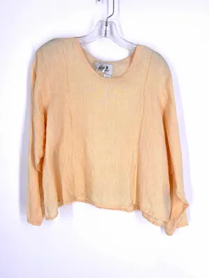 Flax Size S Peach Solid Linen Tops Top-Long Sleeve