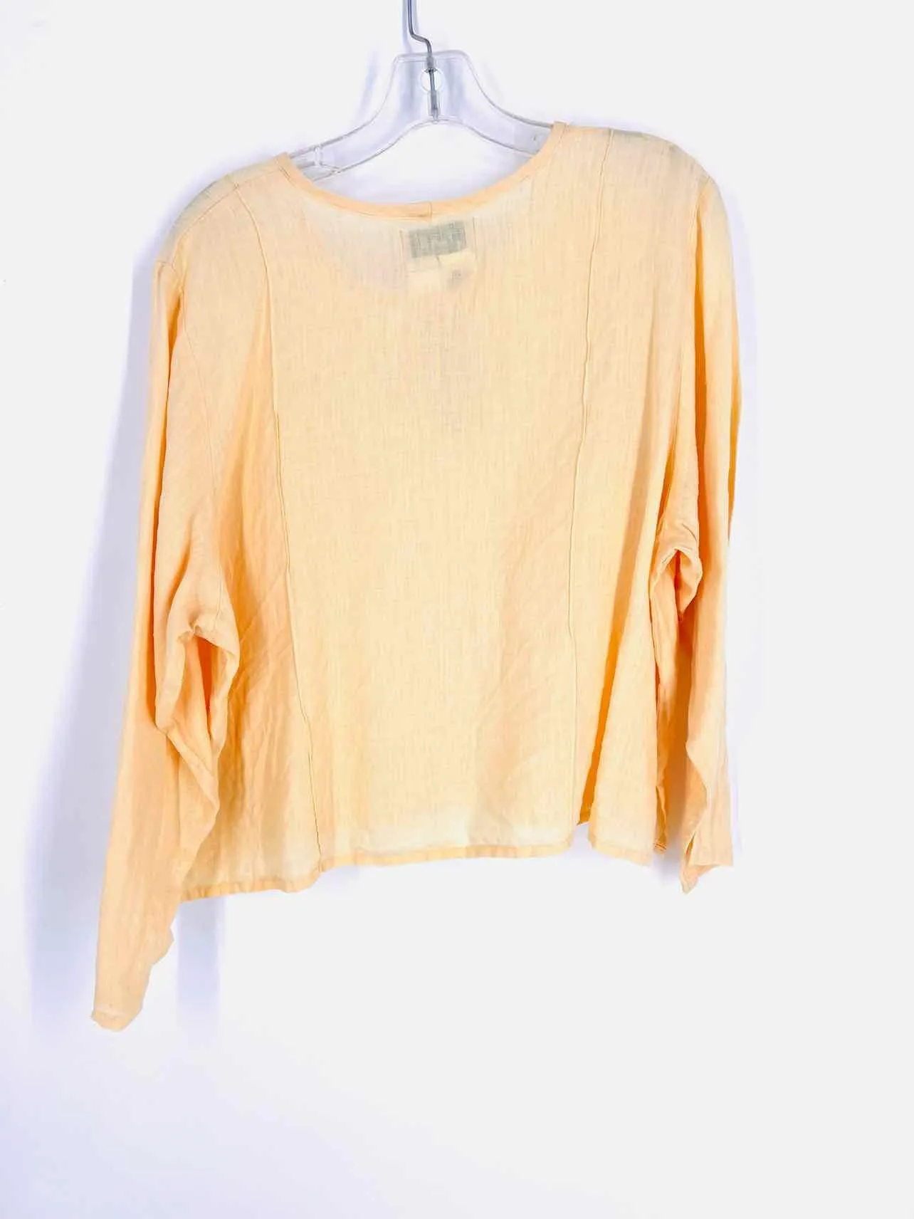 Flax Size S Peach Solid Linen Tops Top-Long Sleeve