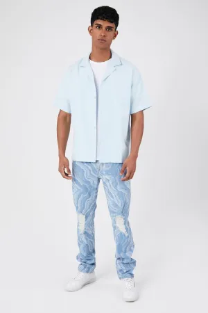 Forever 21 Men's Distressed Marble Slim-Fit Jeans Medium Denim/Multi Forever 21