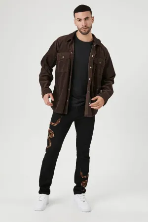 Forever 21 Men's Embroidered Snake Slim-Fit Jeans Black/Multi Forever 21