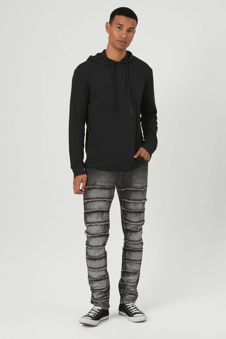 Forever 21 Men's Frayed Slim-Fit Jeans Washed Black Forever 21
