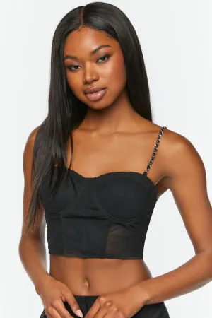 Forever 21 Women's Chain-Strap Bustier Crop Top Black Forever 21