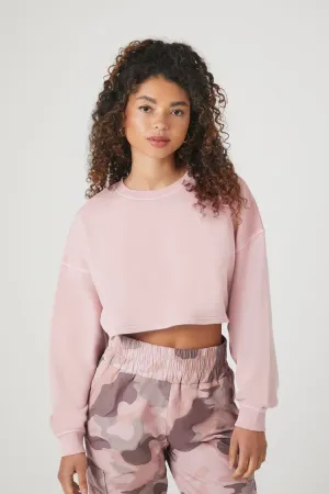 Forever 21 Women's Cropped French Terry Pullover Pale Mauve Forever 21