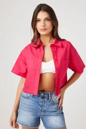 Forever 21 Women's Cropped Poplin Shirt Watermelon Forever 21