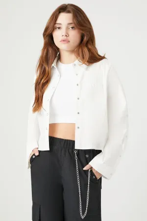Forever 21 Women's Cropped Snap-Button Shirt White Forever 21