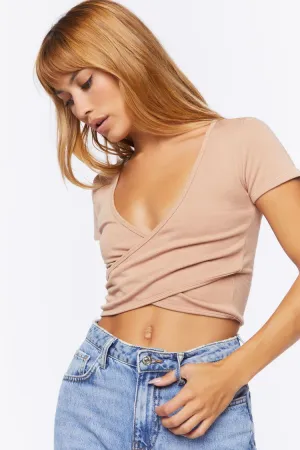Forever 21 Women's Crossover Cropped T-Shirt Walnut Forever 21