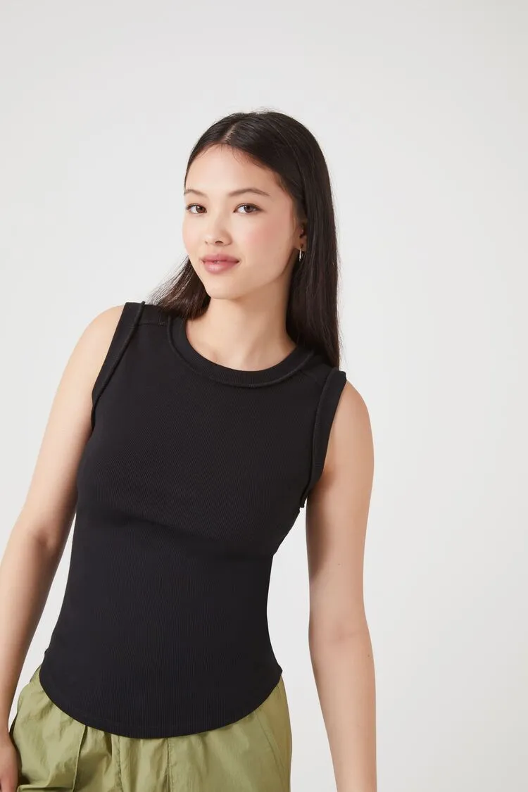 Forever 21 Women's Curved-Hem Tank Top Black Forever 21