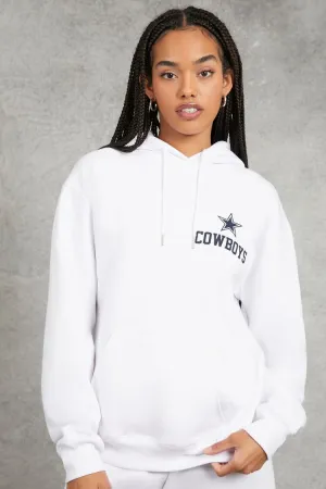 Forever 21 Women's Dallas Cowboys Graphic Hoodie Sweatshirt White/Navy Forever 21