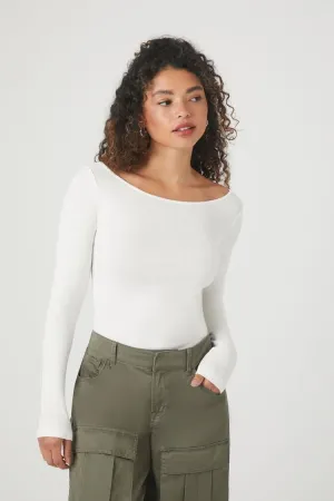 Forever 21 Women's Fitted Boat Neck Top White Forever 21