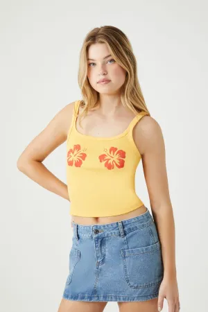 Forever 21 Women's Flower Graphic Cropped Cami Yellow/Multi Forever 21