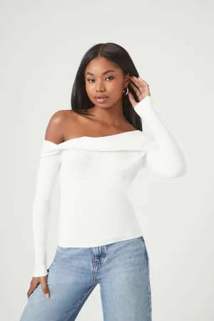 Forever 21 Women's Foldover Off-the-Shoulder Top White Forever 21
