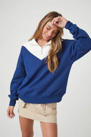Forever 21 Women's French Terry Colorblock Pullover Navy/White Forever 21