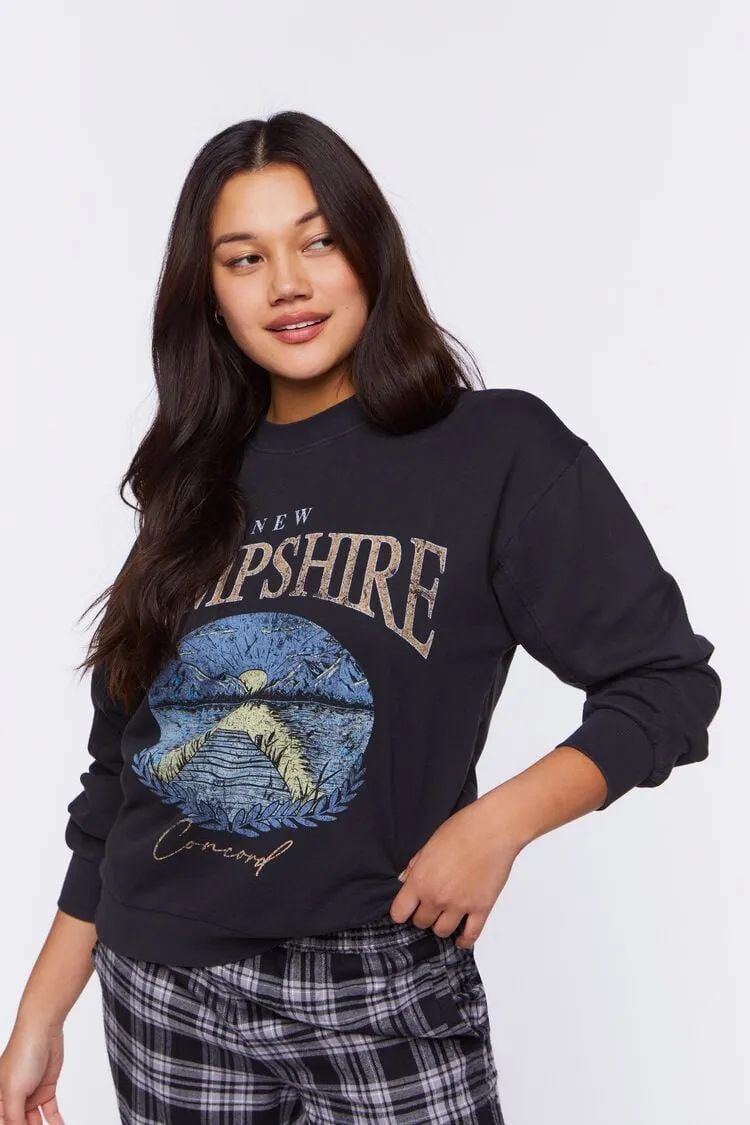 Forever 21 Women's New Hampshire Graphic Pullover Black/Multi Forever 21