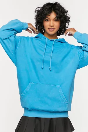 Forever 21 Women's Not In The Mood Graphic Hoodie Sweatshirt Teal/Multi Forever 21