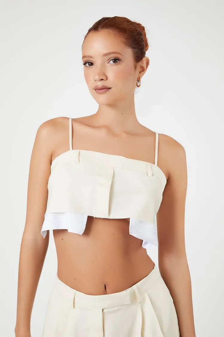 Forever 21 Women's Pleated Reworked Bralette Sand Forever 21