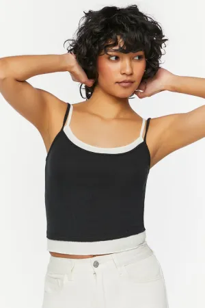 Forever 21 Women's Pointelle Cropped Combo Cami Black/Vanilla Forever 21