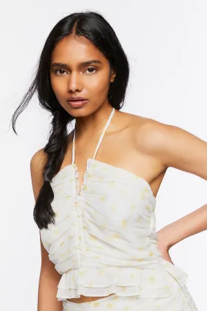 Forever 21 Women's Polka Dot Halter Crop Top White/Multi Forever 21