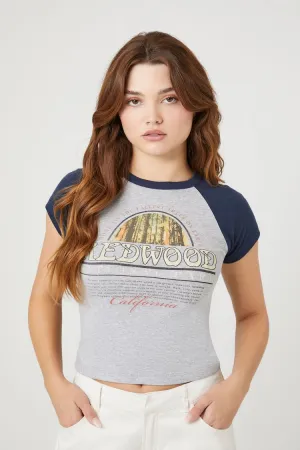 Forever 21 Women's Redwood Graphic Raglan T-Shirt Heather Grey/Multi Forever 21