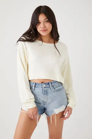 Forever 21 Women's Relaxed Drop-Sleeve Crop Top Cream Forever 21