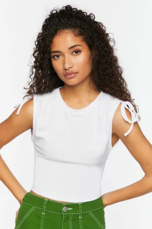 Forever 21 Women's Ruched Drawstring Cropped Tank Top White Forever 21