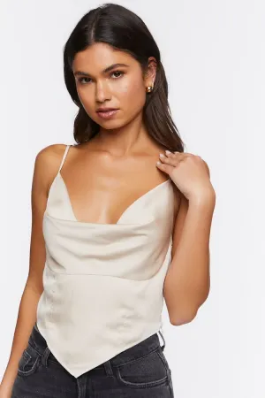 Forever 21 Women's Satin Cowl Neck Cami Ash Brown Forever 21