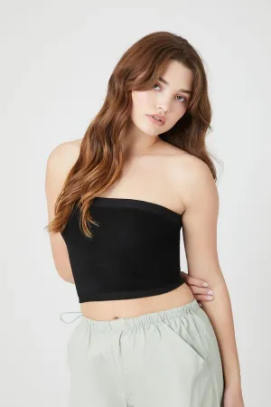 Forever 21 Women's Seamless Cropped Tube Top Black Forever 21