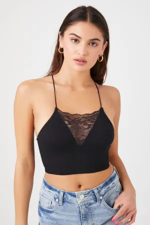 Forever 21 Women's Seamless Lace Cropped Cami Black Forever 21