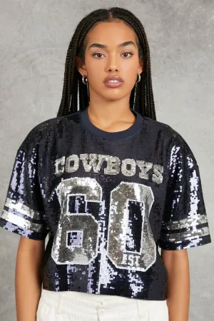 Forever 21 Women's Sequin Dallas Cowboys T-Shirt Navy/Multi Forever 21