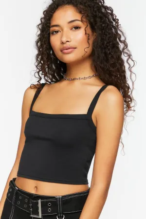 Forever 21 Women's Straight-Neck Cropped Cami Black Forever 21