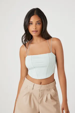 Forever 21 Women's Strappy Bustier Cropped Cami Seafoam Forever 21