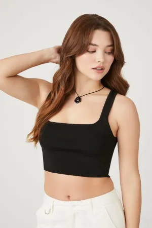 Forever 21 Women's Sweater-Knit Sleeveless Crop Top Black Forever 21