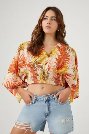Forever 21 Women's Tropical Floral Print Crop Top Cream/Multi Forever 21