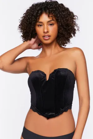 Forever 21 Women's Velvet Lace-Up Corset Black Forever 21