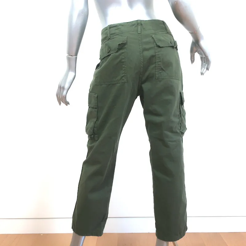 Frame Relaxed Utility Pants Washed Surplus Green Cotton Size 30