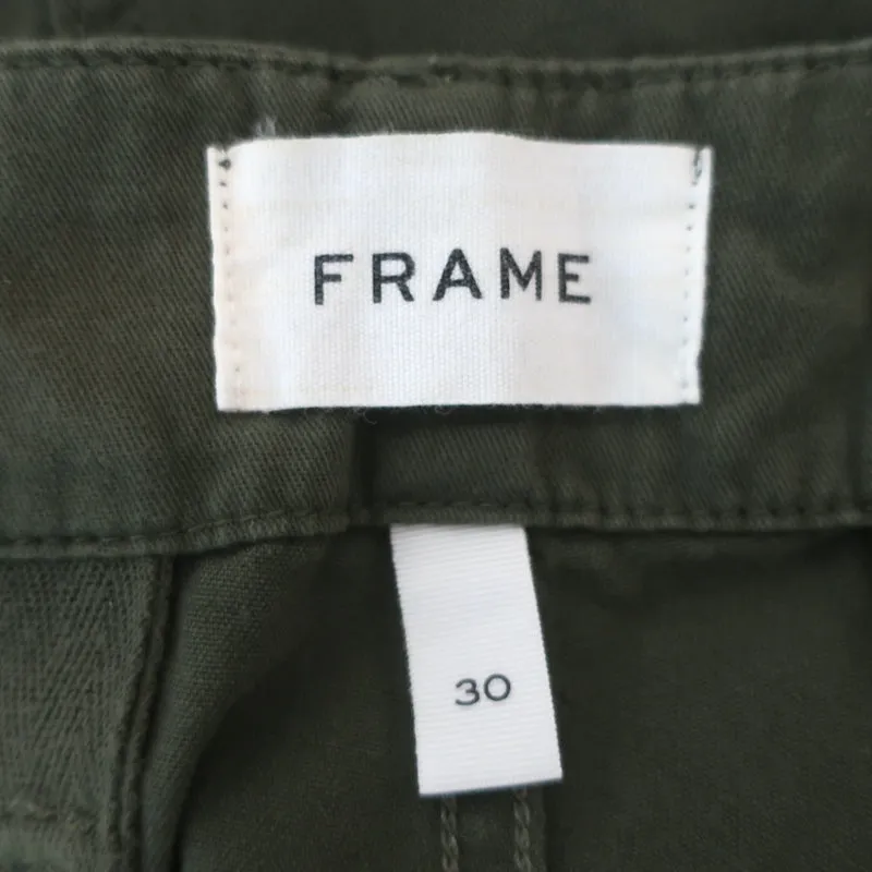 Frame Relaxed Utility Pants Washed Surplus Green Cotton Size 30