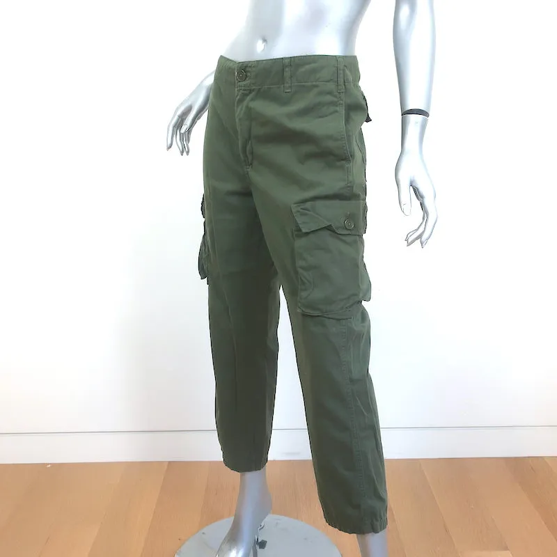 Frame Relaxed Utility Pants Washed Surplus Green Cotton Size 30