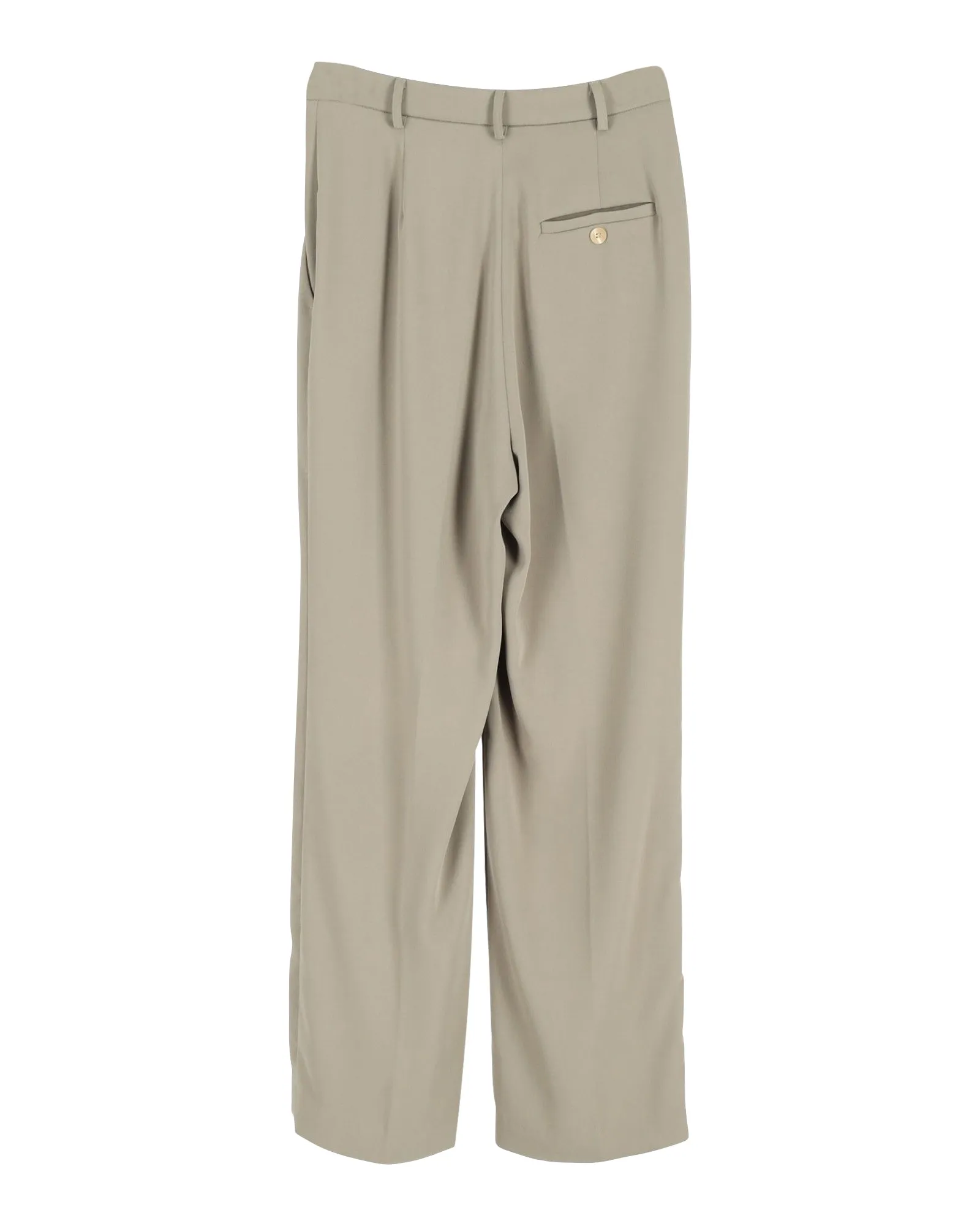 Frankie Shop Isla Pleated Crepe Straight-Leg Pants in Green Polyester