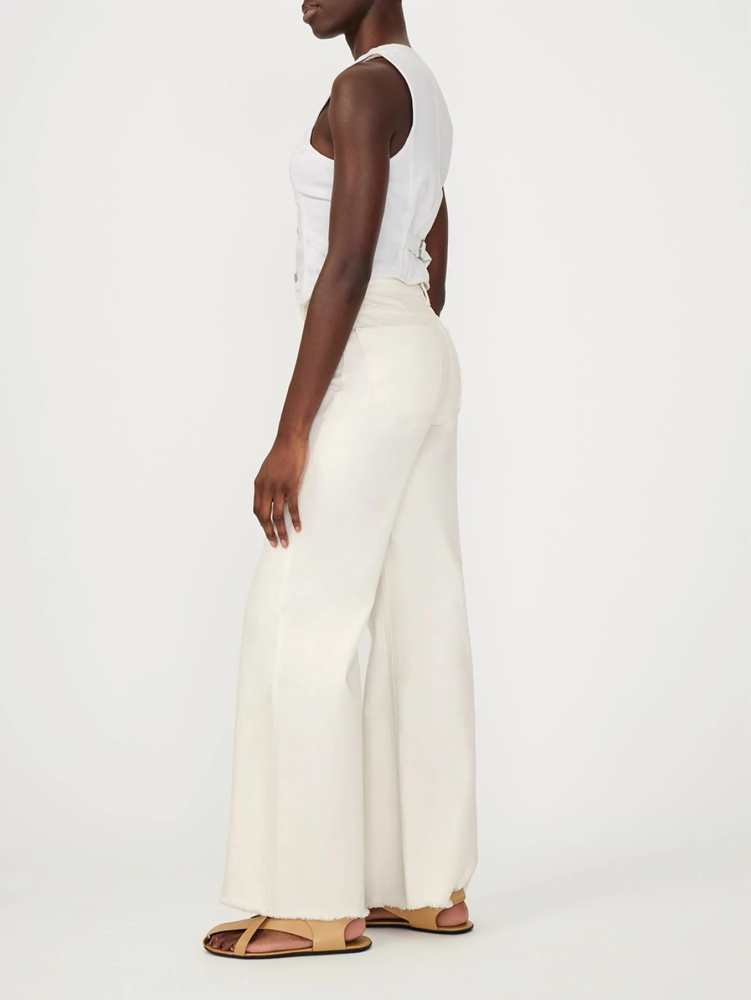 Hepburn Wide Leg High Rise Vintage Jean In Eggshell