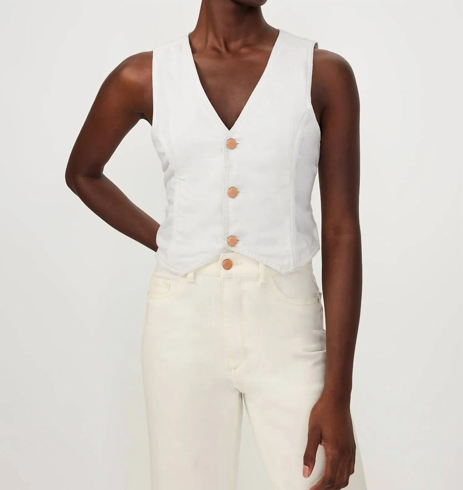 Hepburn Wide Leg High Rise Vintage Jean In Eggshell