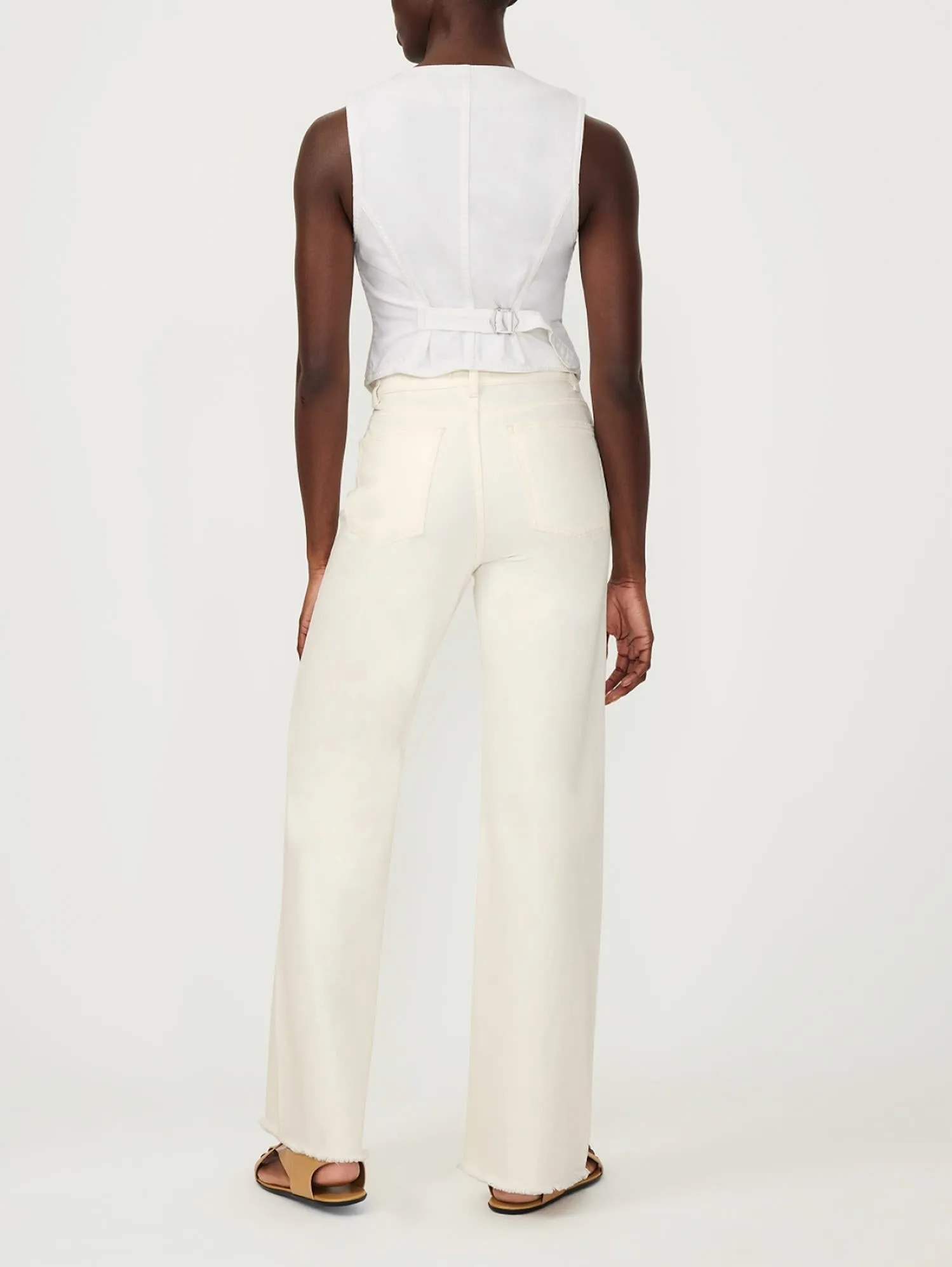 Hepburn Wide Leg High Rise Vintage Jean In Eggshell