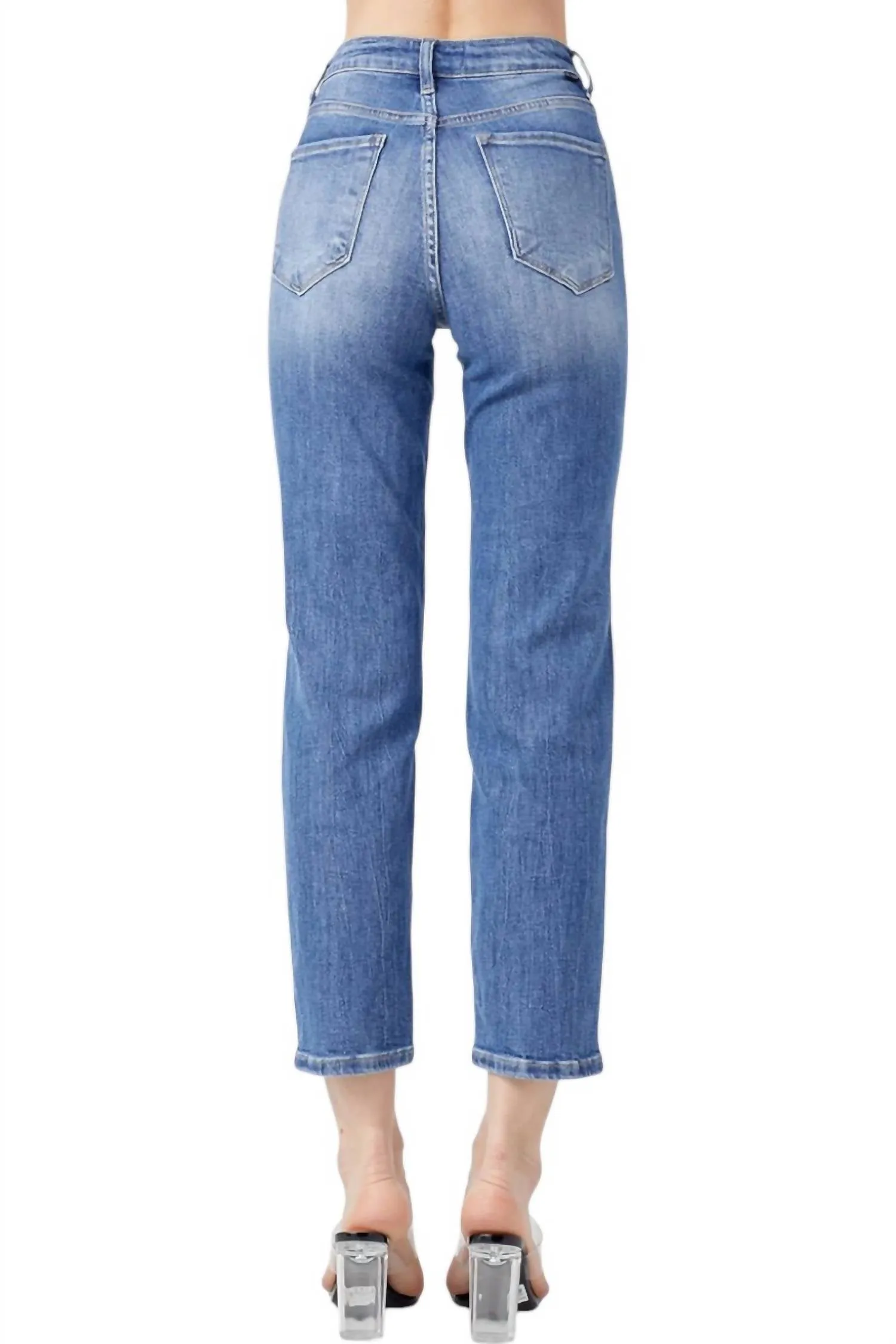 High Waist Relaxed Jeans In Dark Wash Denim