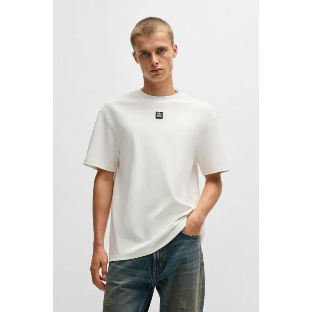 Interlock-cotton regular-fit T-shirt with stacked logo